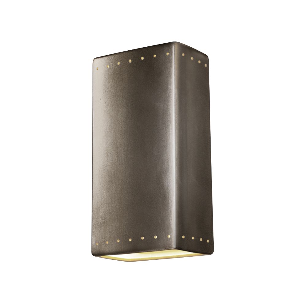 Justice Design Group CER-1185W-HMBR-LED2-2000 Really Big LED Rectangle W/ Perfs - Open Top & Bottom (Outdoor) in Hammered Brass