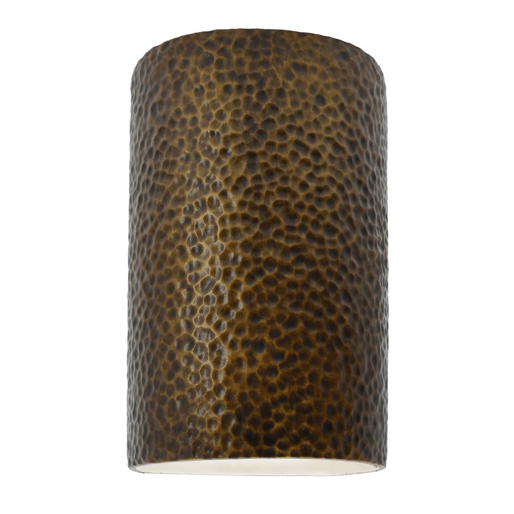 Justice Design Group CER-1260W-HMBR Large Cylinder - Closed Top (Outdoor) in Hammered Brass