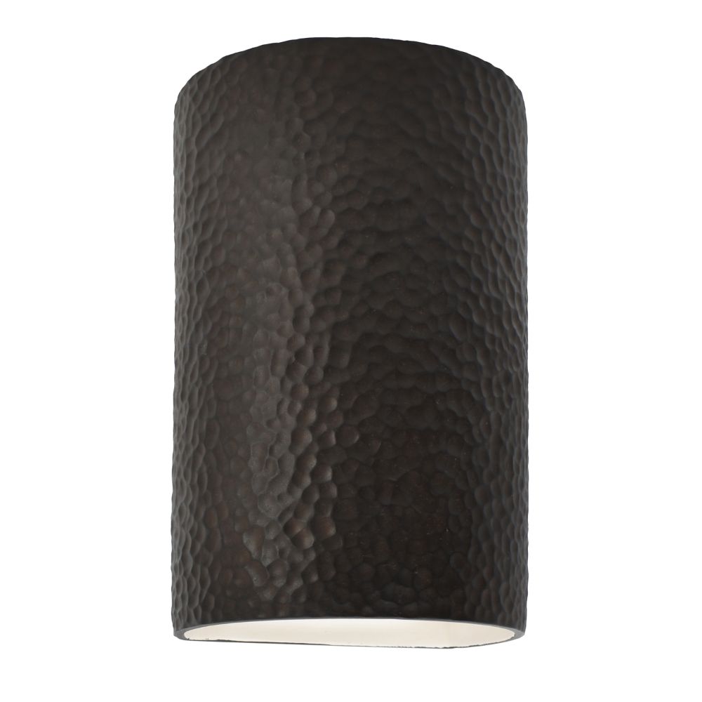 Justice Design Group CER-1260W-HMIR Large Cylinder - Closed Top (Outdoor) in Hammered Iron