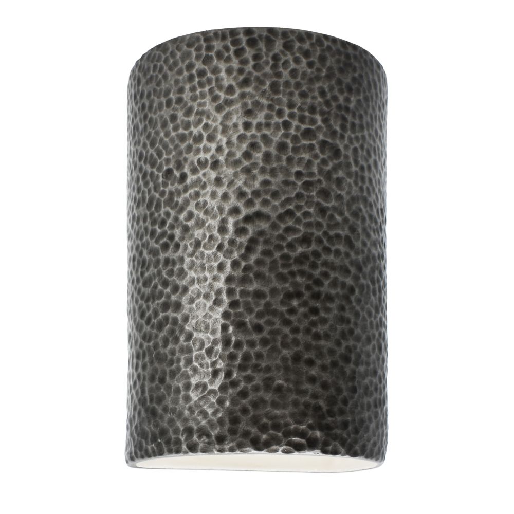Justice Design Group CER-1260W-HMPW Large Cylinder - Closed Top (Outdoor) in Hammered Pewter