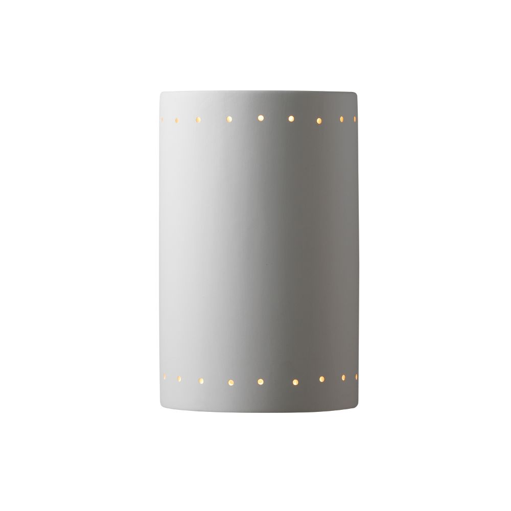 Justice Design Group CER-1290W-HMIR Large Cylinder W/ Perfs - Closed Top (Outdoor) in Hammered Iron