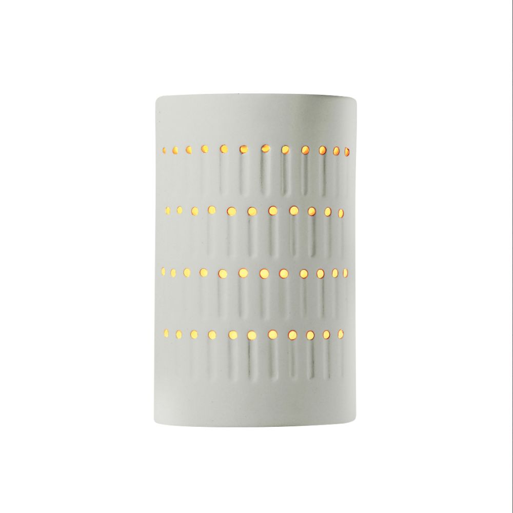 Justice Design Group CER-2285-MTGD-LED1-1000 Small LED Cactus Cylinder - Open Top & Bottom in Matte White With Champagne Gold Internal Finish