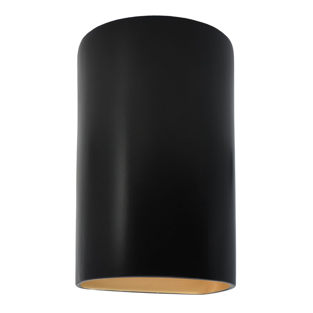Justice Design Group CER-5265W-CBGD Large ADA Outdoor LED Cylinder - Open Top & Bottom in Carbon Matte Black With Champagne Gold Internal Finish