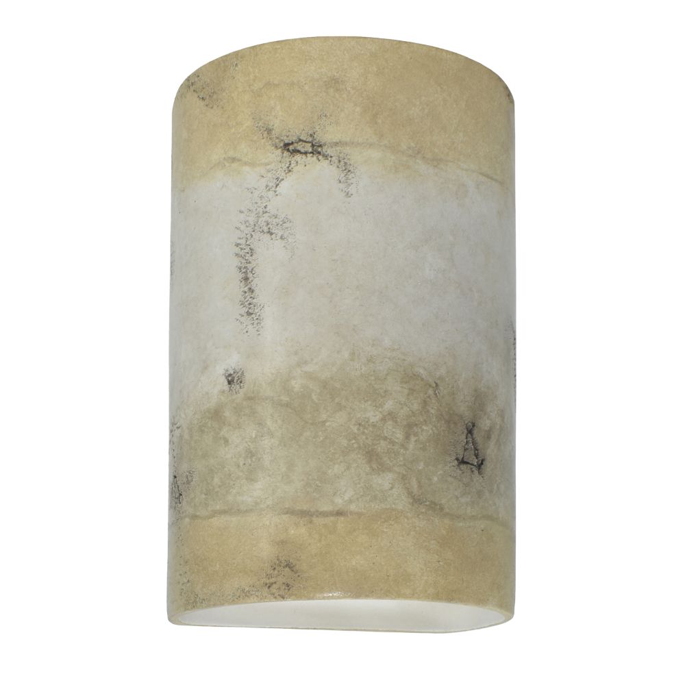 Justice Design Group CER-5265W-TRAG Large ADA Outdoor LED Cylinder - Open Top & Bottom in Greco Travertine