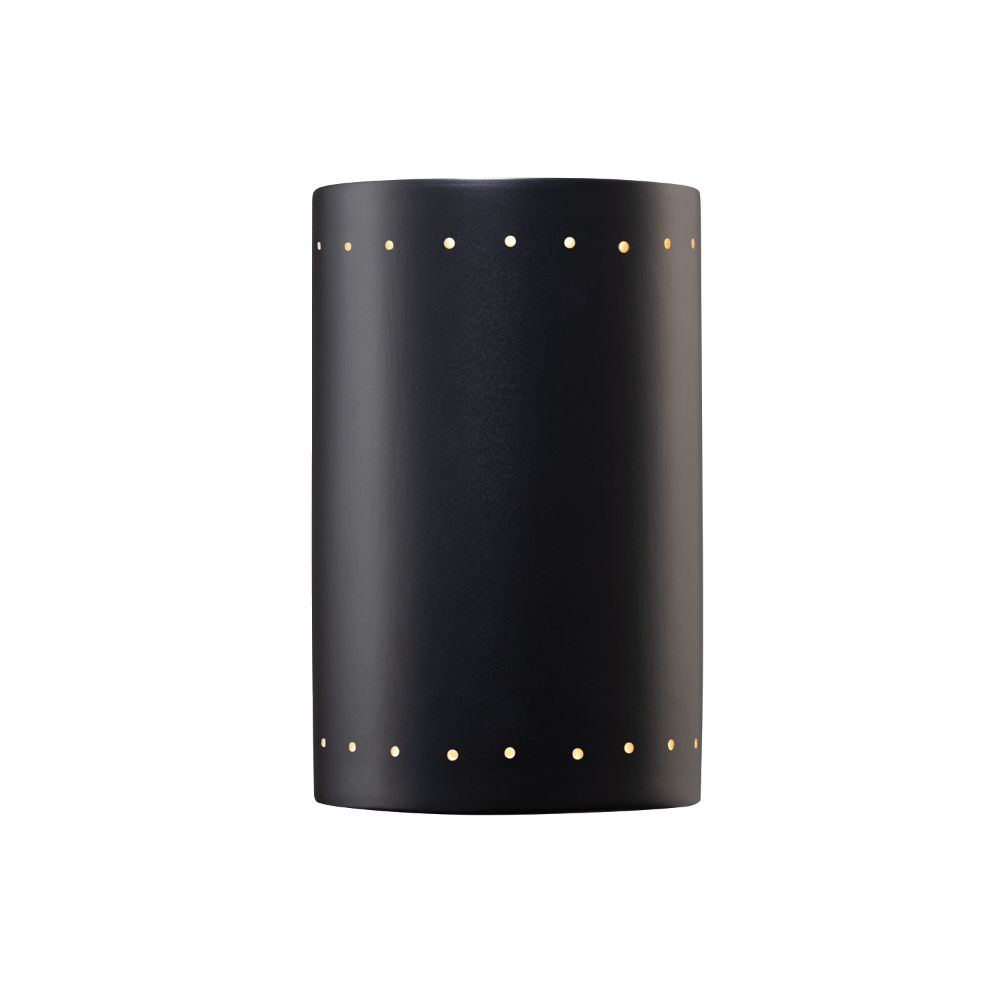 Justice Design Group CER-5290W-HMBR Large ADA Cylinder W/ Perfs - Closed Top (Outdoor) in Hammered Brass