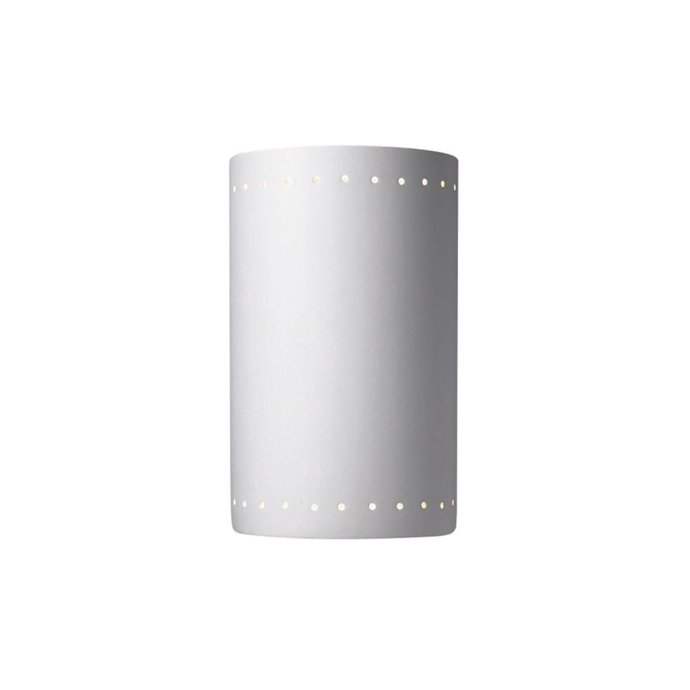 Justice Design Group CER-5295-MTGD-LED2-2000 Large ADA LED Cylinder W/ Perfs - Open Top & Bottom in Matte White With Champagne Gold Internal Finish