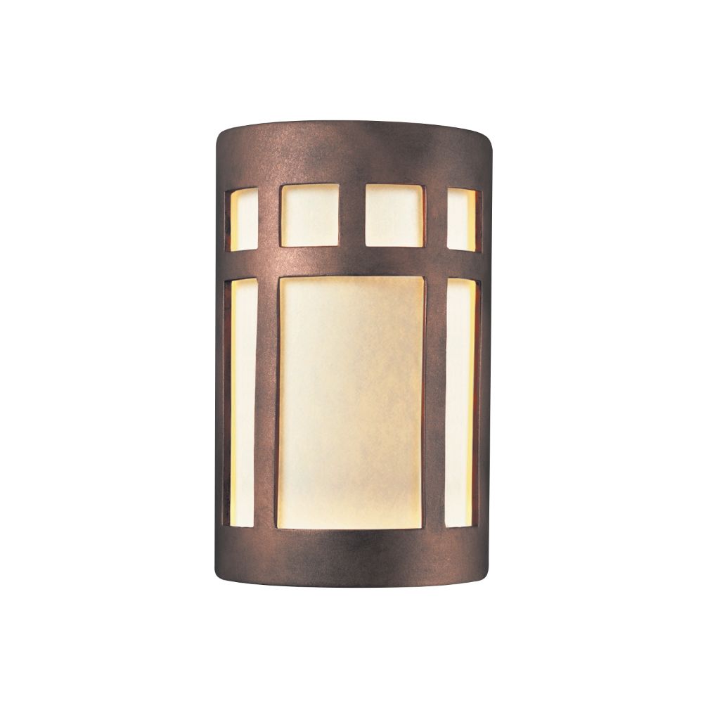 Justice Design Group CER-5340W-ANTC-LED1-1000 Small ADA LED Prairie Window - Closed Top (Outdoor) in Antique Copper