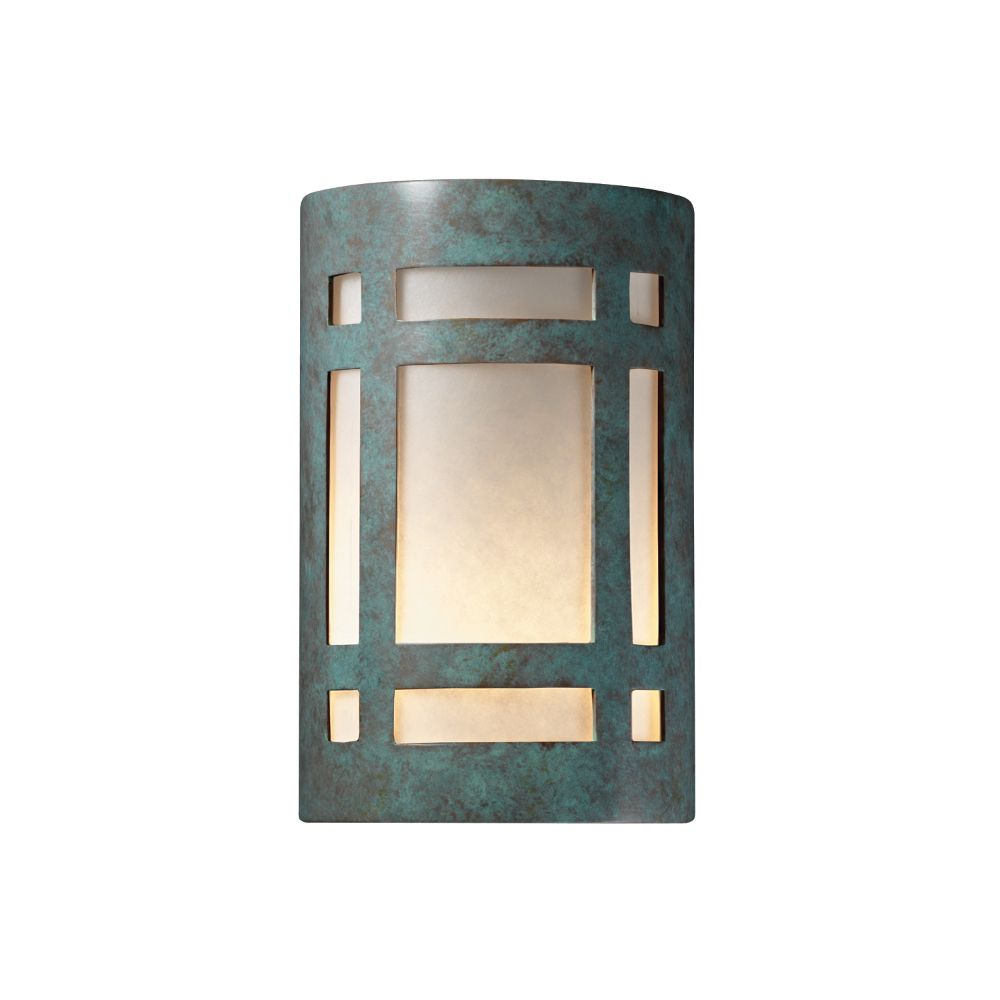 Justice Design Group CER-5480W-ANTC Small ADA Craftsman Window - Closed Top (Outdoor) in Antique Copper