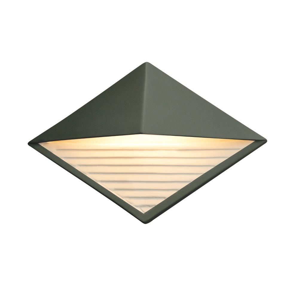 Justice Design Group CER-5600W-PWGN ADA Diamond Outdoor LED Wall Sconce (Downlight) in Pewter Green