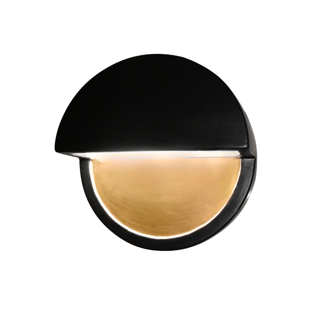 Justice Design Group CER-5610-CBGD ADA Dome LED Wall Sconce (Closed Top) in Carbon Matte Black With Champagne Gold Internal Finish