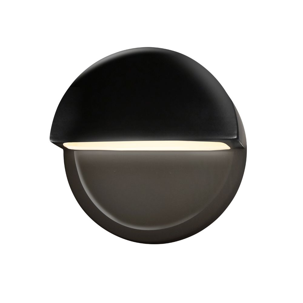 Justice Design Group CER-5610W-BKMT ADA Dome Outdoor LED Wall Sconce (Closed Top) in Gloss Black With Matte White Internal Finish
