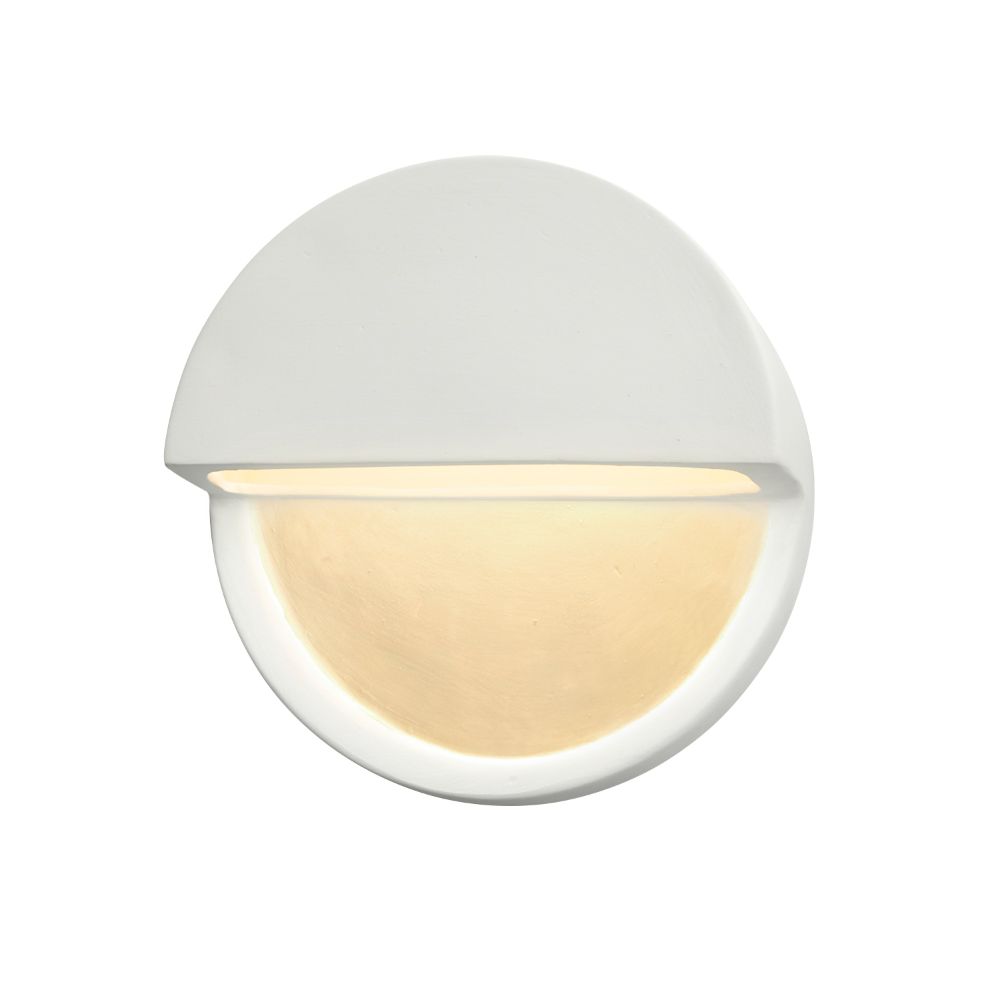 Justice Design Group CER-5610W-MTGD ADA Dome Outdoor LED Wall Sconce (Closed Top) in Matte White With Champagne Gold Internal Finish