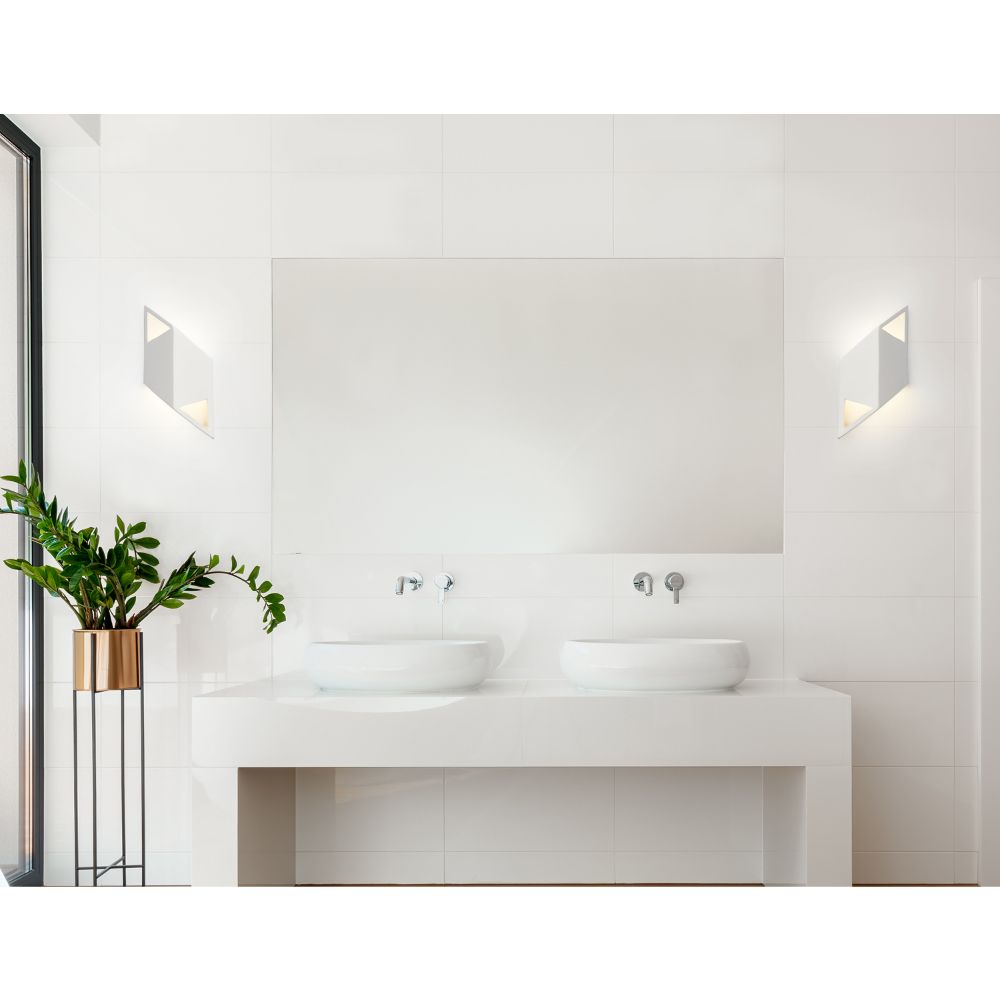 Justice Design Group CER-5839-VAN Ambiance Small ADA Rhomboid Right LED Wall Sconce in Gloss Vanilla