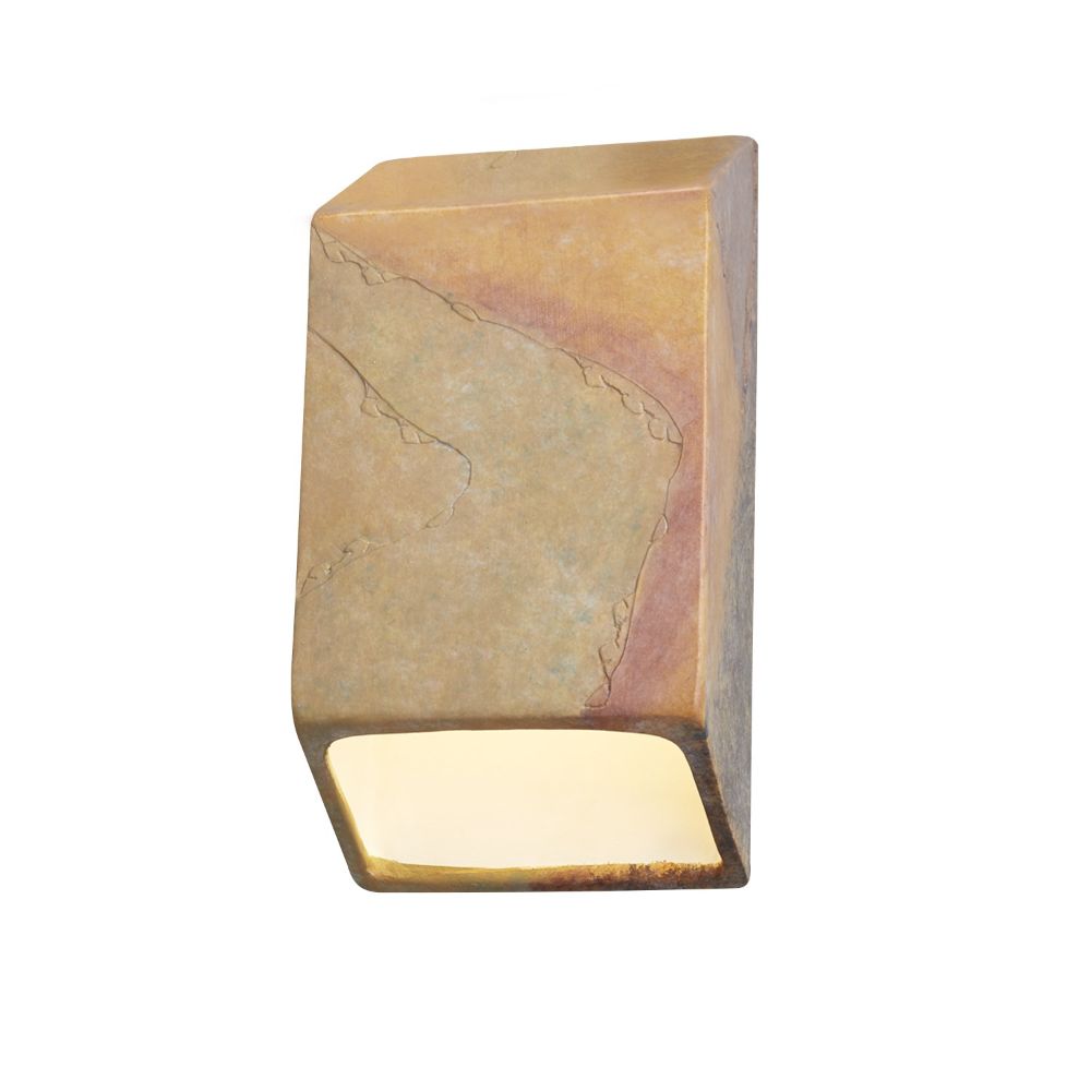 Justice Design Group CER-5860W-TRAG Small ADA Tapered Rectangle Outdoor LED Wall Sconce (Closed Top) in Greco Travertine