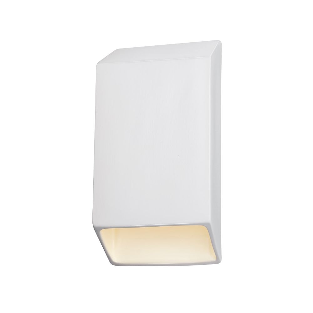 Justice Design Group CER-5870-TRAM Large ADA Tapered Rectangle LED Wall Sconce (Closed Top) in Mocha Travertine