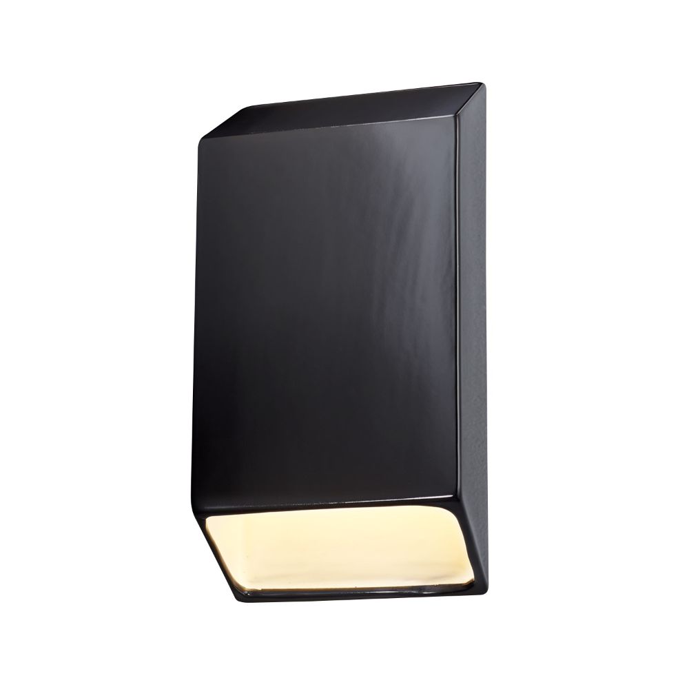 Justice Design Group CER-5870W-CBGD Large ADA Tapered Rectangle Outdoor LED Wall Sconce (Closed Top) in Carbon Matte Black With Champagne Gold Internal Finish