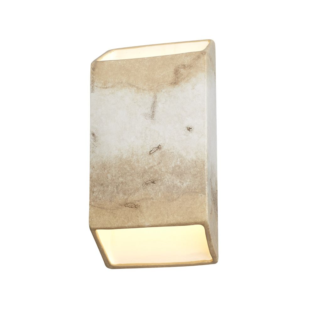 Justice Design Group CER-5875-TRAM Large ADA Tapered Rectangle LED Wall Sconce (Open Top & Bottom) in Mocha Travertine