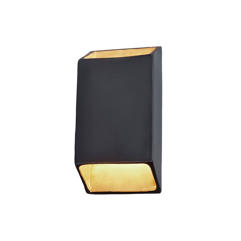 Justice Design Group CER-5875W-CBGD Large Outdoor ADA Tapered Rectangle LED Wall Sconce (Open Top & Bottom) in Carbon Matte Black With Champagne Gold Internal Finish