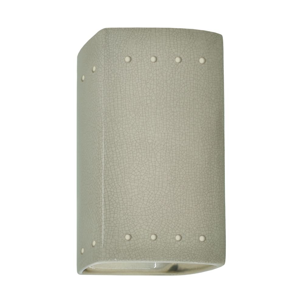 Justice Design Group CER-5925-CKC-LED1-1000 Small ADA LED Rectangle W/ Perfs - Open Top & Bottom in Celadon Green Crackle