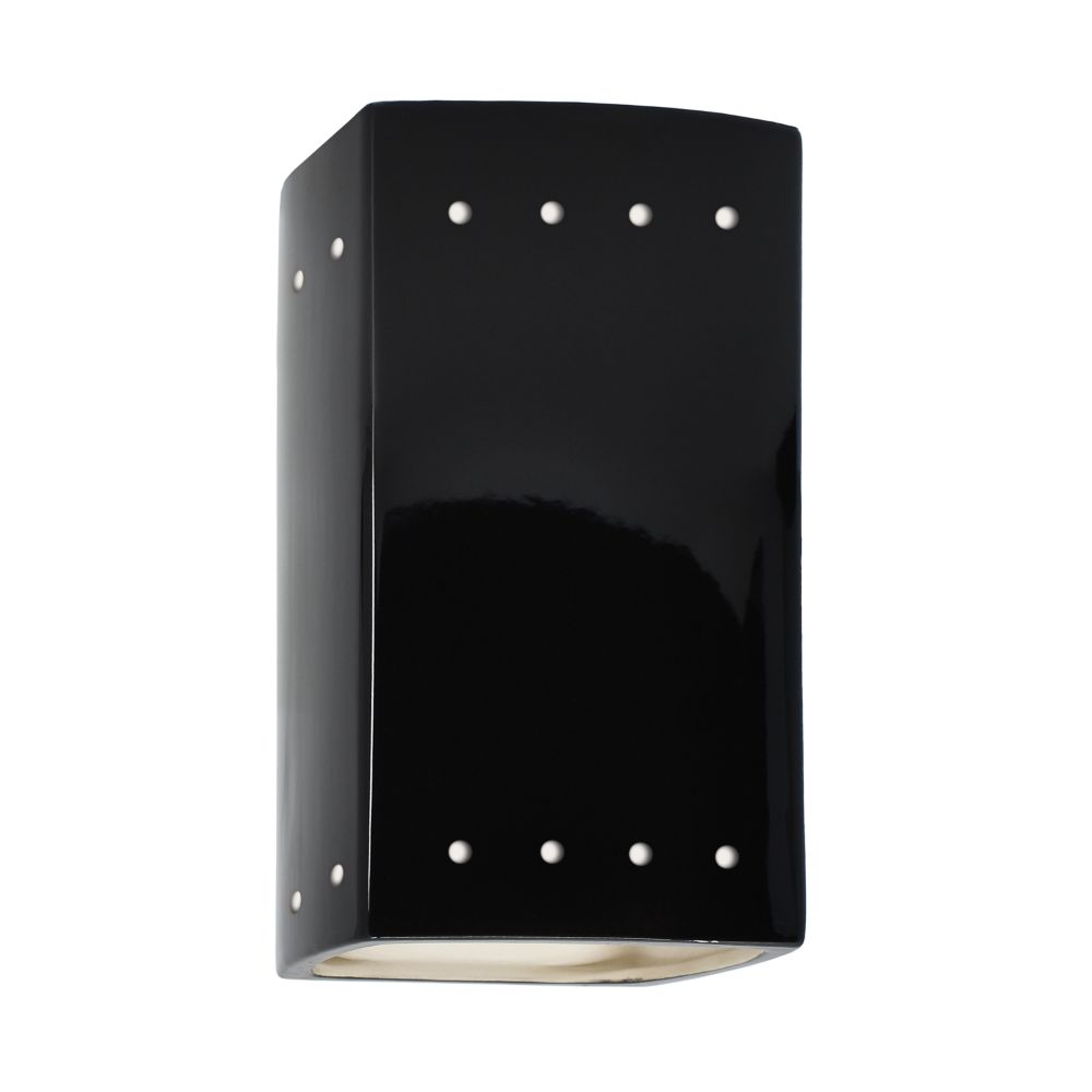 Justice Design Group CER-5925W-BLK Small ADA Rectangle W/ Perfs - Open Top & Bottom in Gloss Black