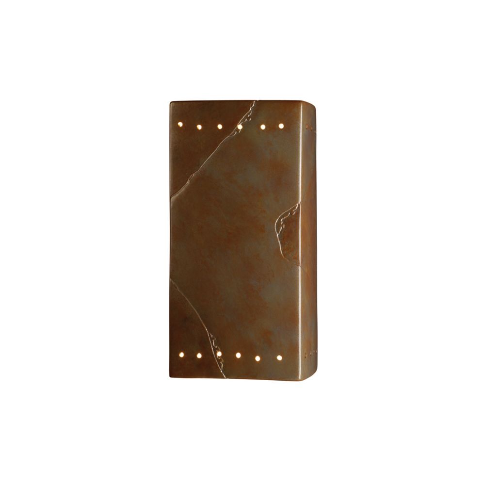 Justice Design Group CER-5965-CLAY-LED2-2000 Large ADA LED Rectangle W/ Perfs - Open Top & Bottom in Canyon Clay