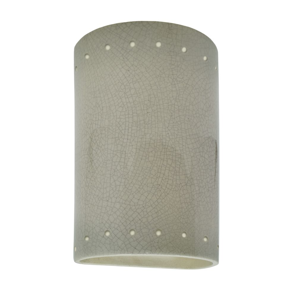 Justice Design Group CER-5990-CKC Small ADA Cylinder W/ Perfs - Closed Top in Celadon Green Crackle