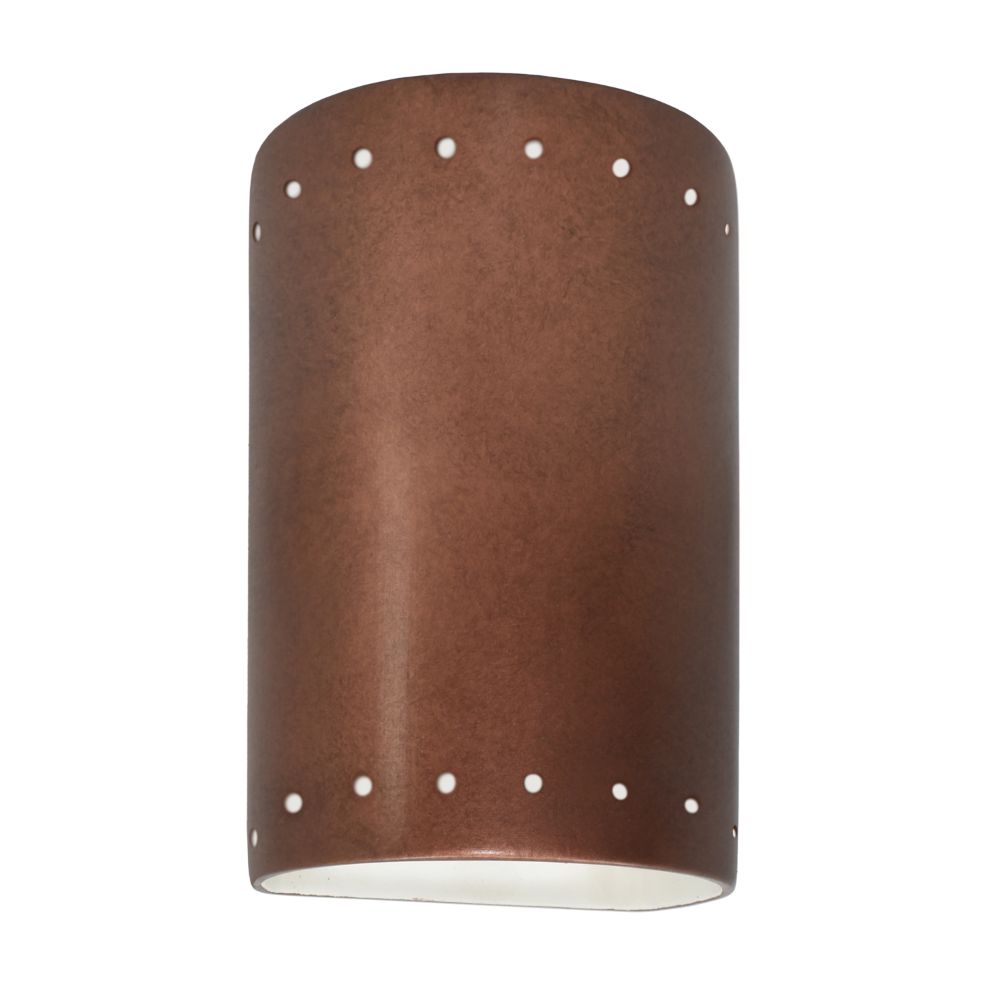 Justice Design Group CER-5995-ANTC-LED1-1000 Small ADA LED Cylinder W/ Perfs - Open Top & Bottom in Antique Copper