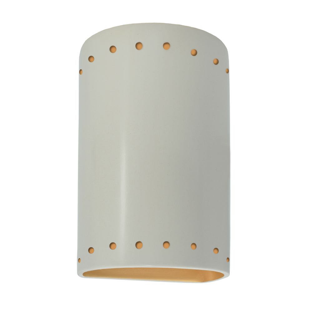 Justice Design Group CER-5995W-MTGD Small ADA Cylinder W/ Perfs - Open Top & Bottom in Matte White With Champagne Gold Internal Finish