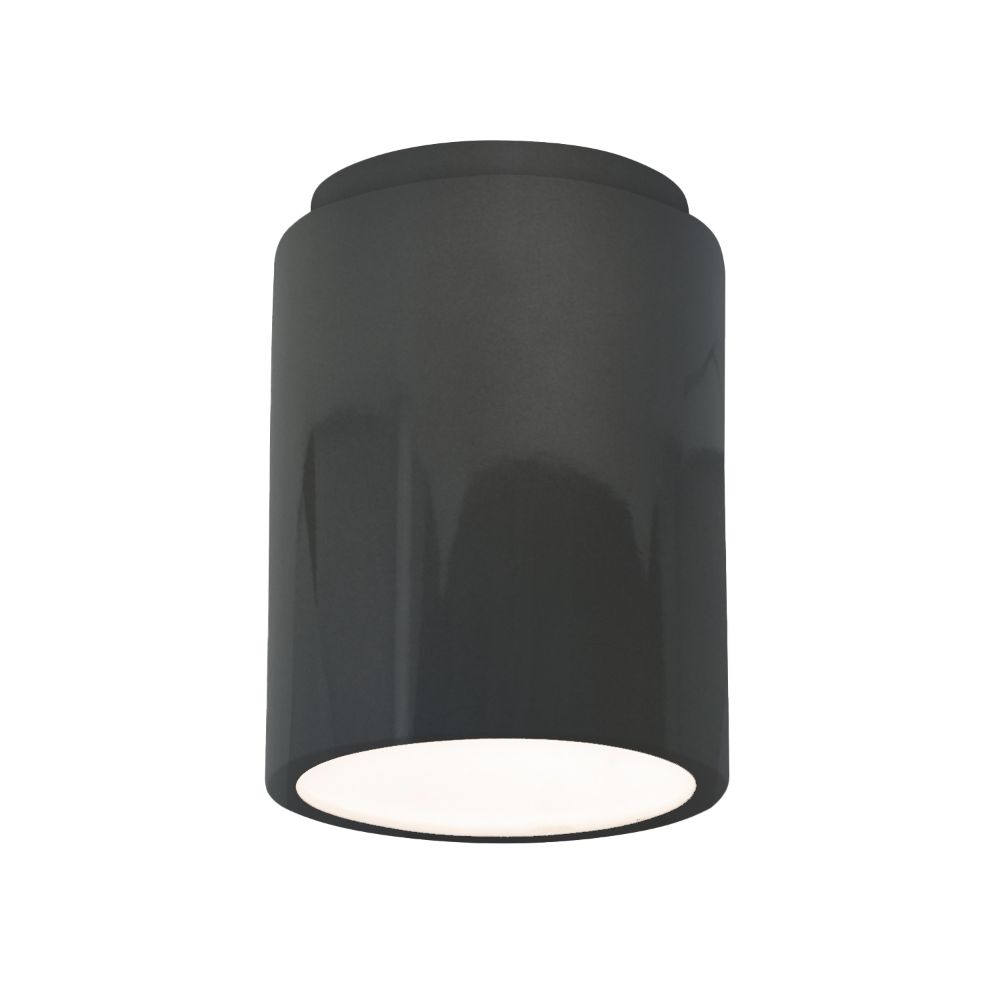 Justice Design Group CER-6100W-GRY Cylinder Flush-Mount (Outdoor) in Gloss Grey