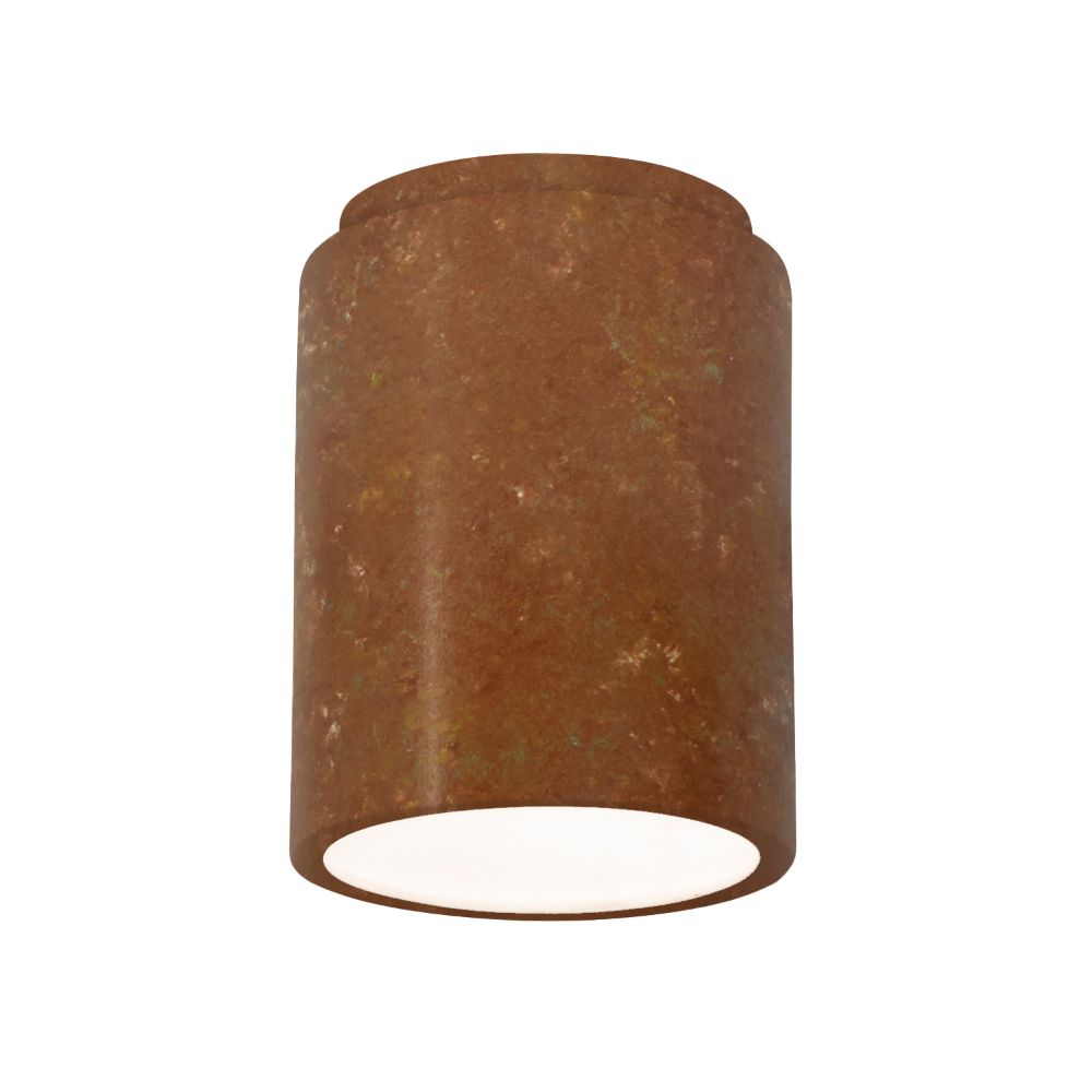 Justice Design Group CER-6100W-PATR Cylinder Flush-Mount (Outdoor) in Rust Patina