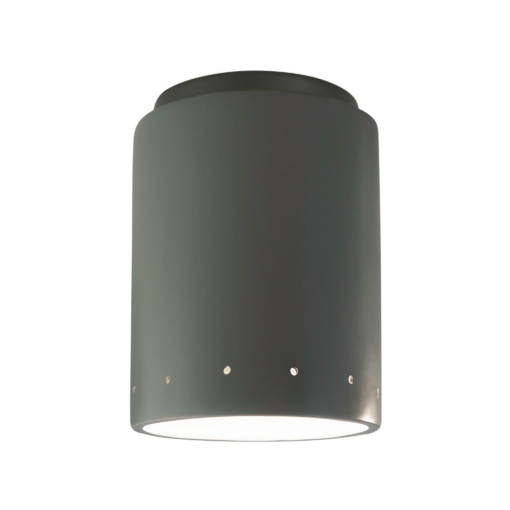 Justice Design Group CER-6105-PWGN Cylinder W/ Perfs Flush-Mount in Pewter Green