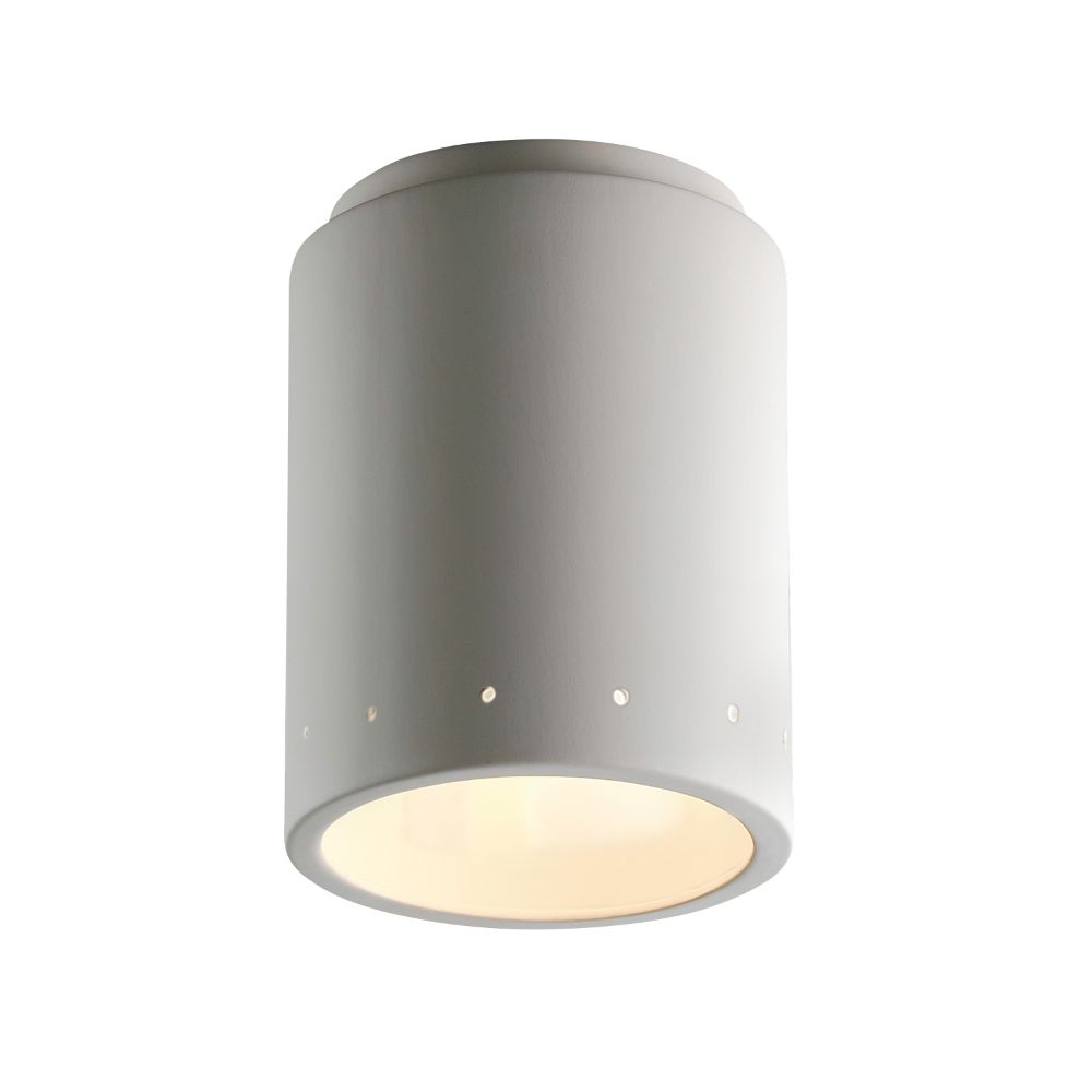 Justice Design Group CER-6105W-GRY Cylinder W/ Perfs Flush-Mount (Outdoor) in Gloss Grey