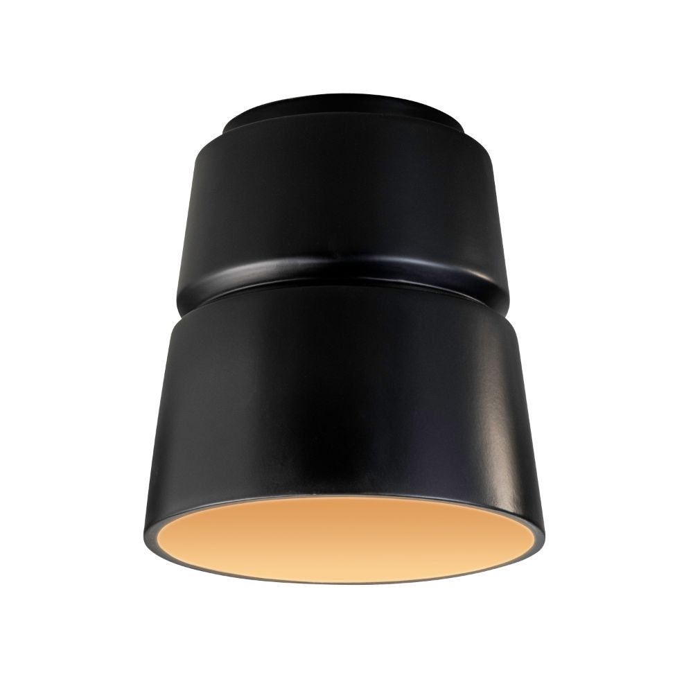 Justice Design Group CER-6150W-CBGD Cone Outdoor Flush-Mount in Carbon Matte Black/Champagne Gold