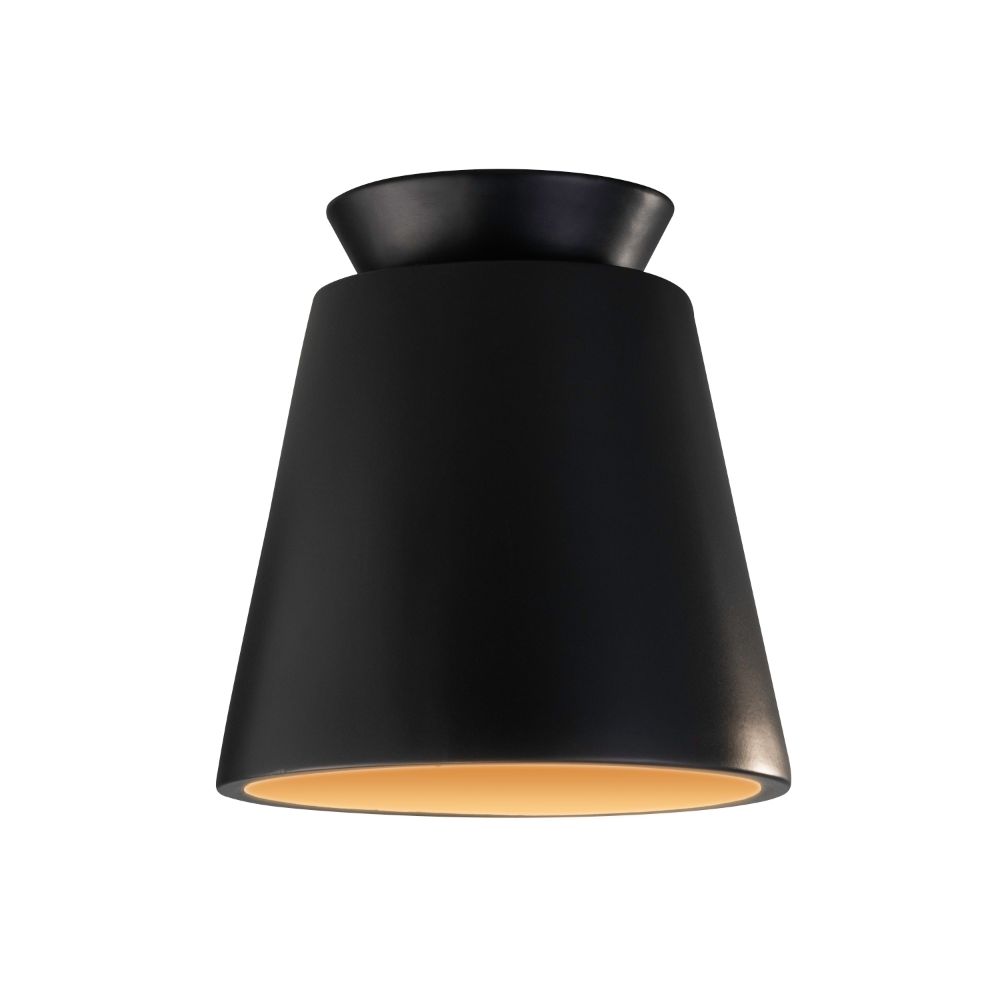 Justice Design Group CER-6170W-CBGD Trapezoid Outdoor Flush-Mount in Carbon Matte Black/Champagne Gold