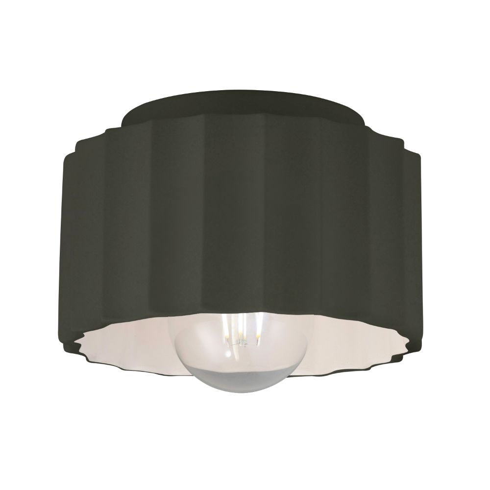 Justice Design Group CER-6183W-PWGN Gear Outdoor Flush-Mount in Pewter Green
