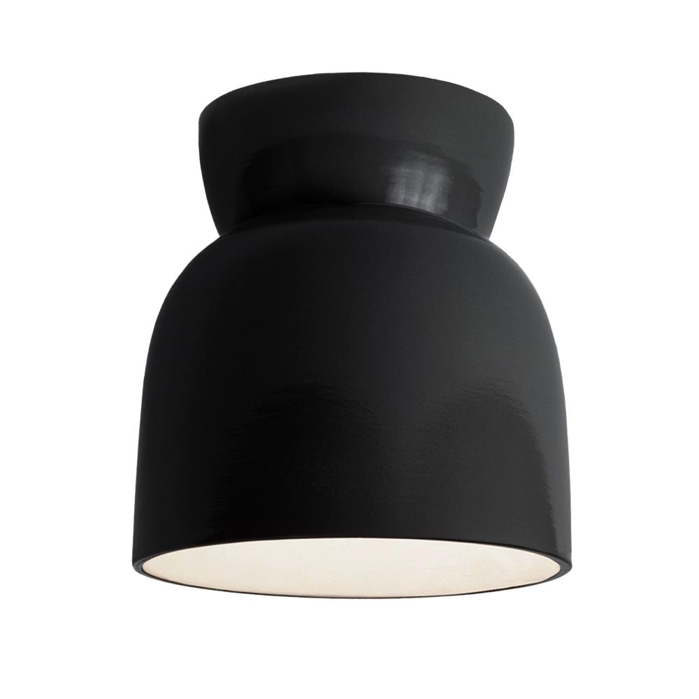 Justice Design CER-6190W-BKMT Hourglass Flush-Mount (Outdoor) in Gloss Black with Matte White internal finish