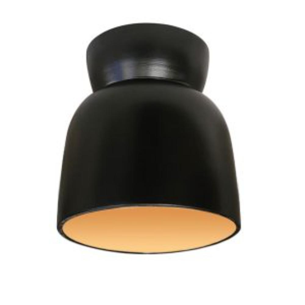 Justice Design CER-6190W-CBGD Hourglass Flush-Mount (Outdoor) in Carbon Matte Black with Champagne Gold internal finish