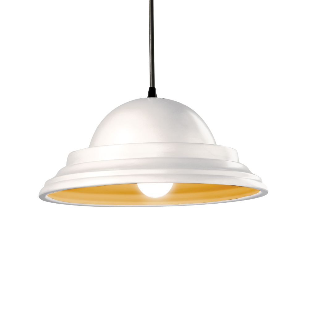Justice Design Group CER-6205-MTGD-MBLK-BKCD Classic Pendant in Matte White With Champagne Gold Internal Finish