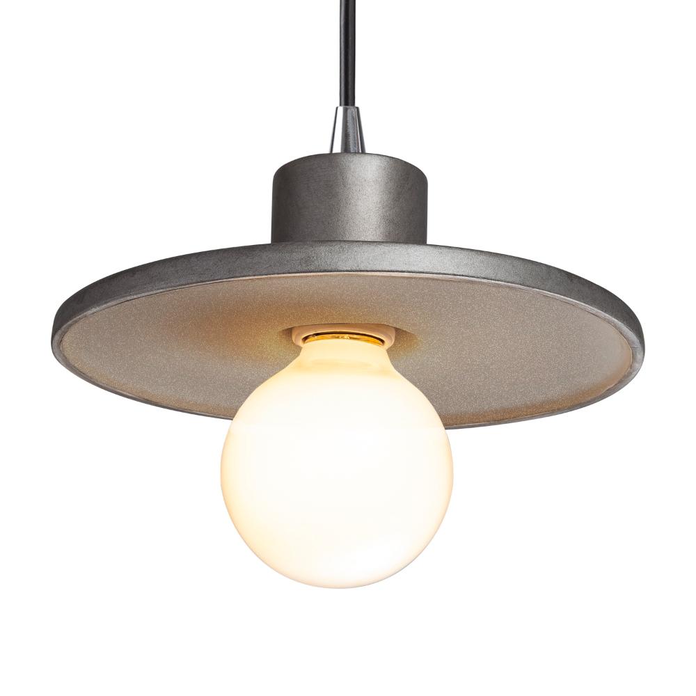 Justice Design CER-6325-CBGD-ABRS-RIGID Saucer Pendant in Carbon Matte Black with Champagne Gold internal finish