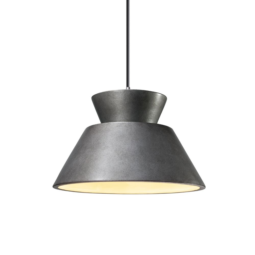 Justice Design Group CER-6420-ANTS-CROM-BKCD Trapezoid 1-Light Pendant in Antique Silver