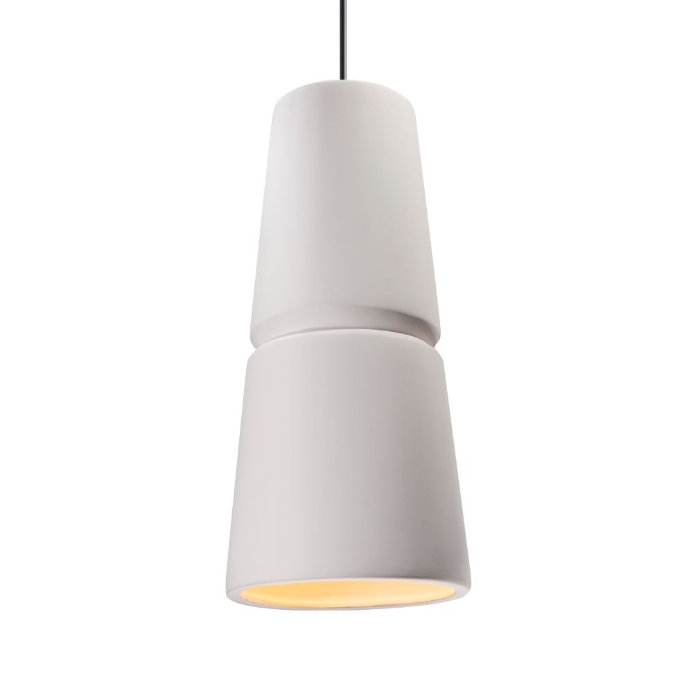 Justice Design Group CER-6435-BIS-CROM-BKCD Large Cone 1-Light Pendant in Bisque