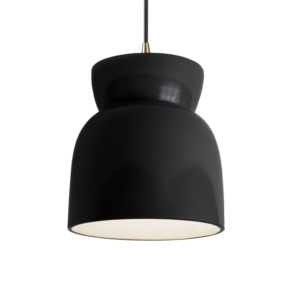 Justice Design CER-6515-CBGD-ABRS-BKCD-LED1-700 Large Hourglass LED Pendant in Carbon Matte Black with Champagne Gold internal finish