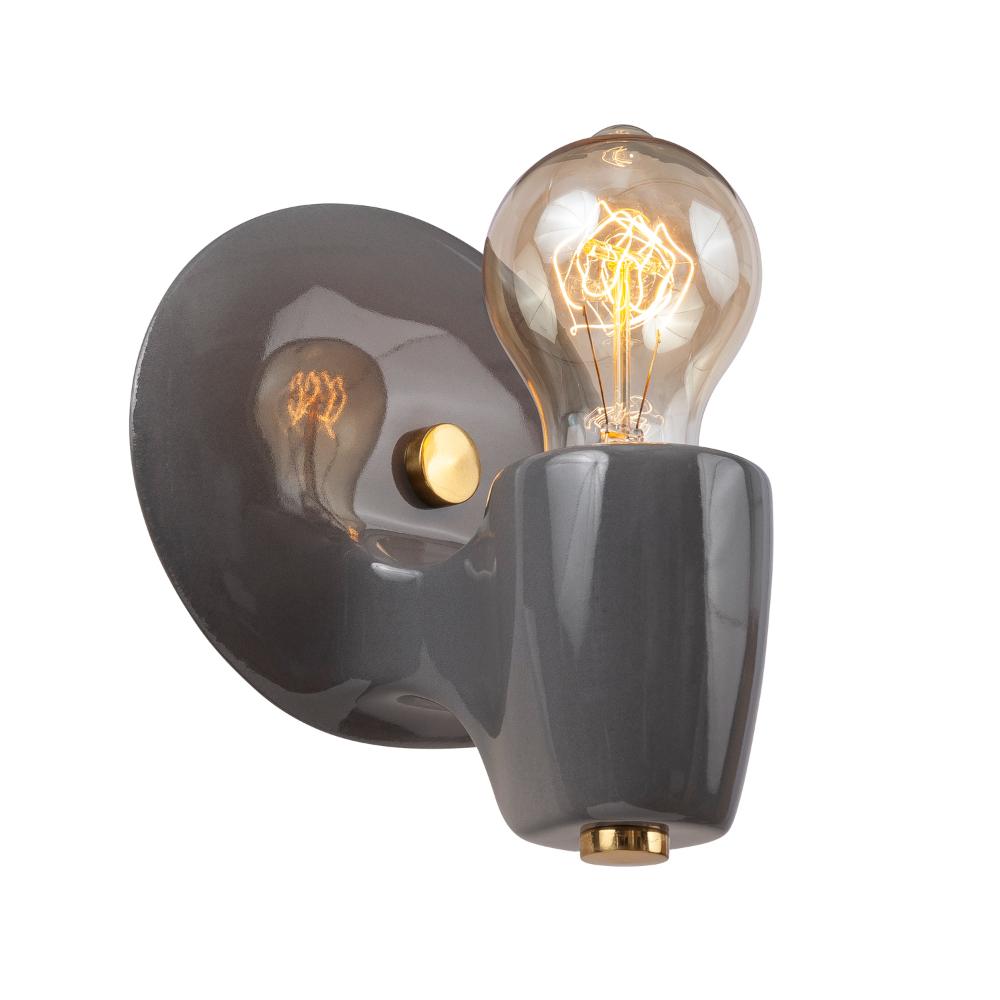 Justice Design CER-7021-SLHY-BRSS Ovalesque w/ No Shade Wall Sconce in Harvest Yellow Slate