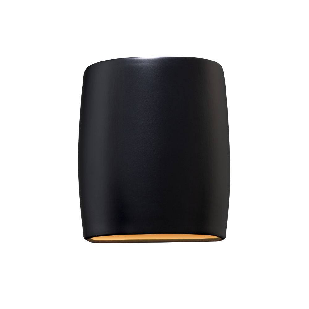 Justice Design Group CER-8857W-CBGD Small Wide ADA Outdoor LED Cylinder - Open Top & Bottom in Carbon Matte Black With Champagne Gold Internal Finish