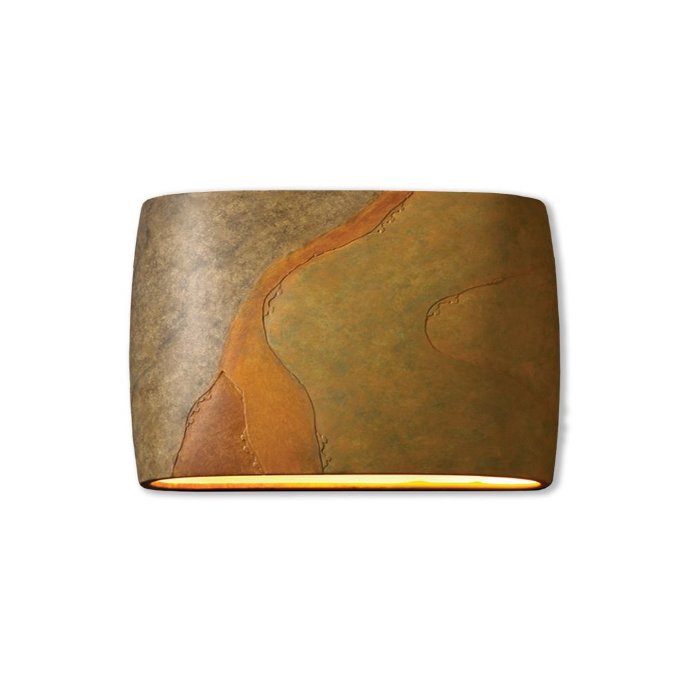 Justice Design Group CER-8899-CLAY Wide ADA Large Oval Wall Sconce - Open Top & Bottom in Canyon Clay