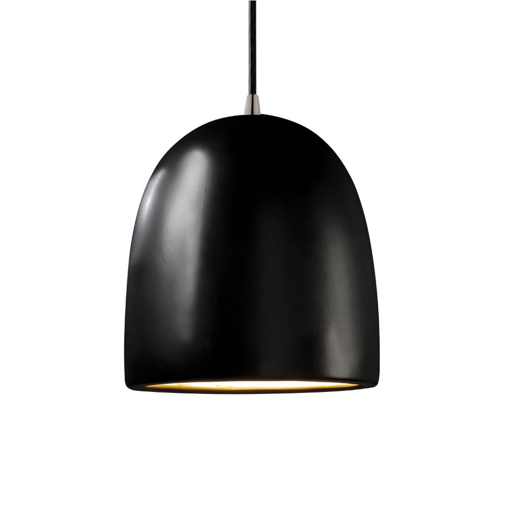 Justice Design Group CER-9615-CRB-NCKL-BKCD Large Bell Pendant in Carbon - Matte Black