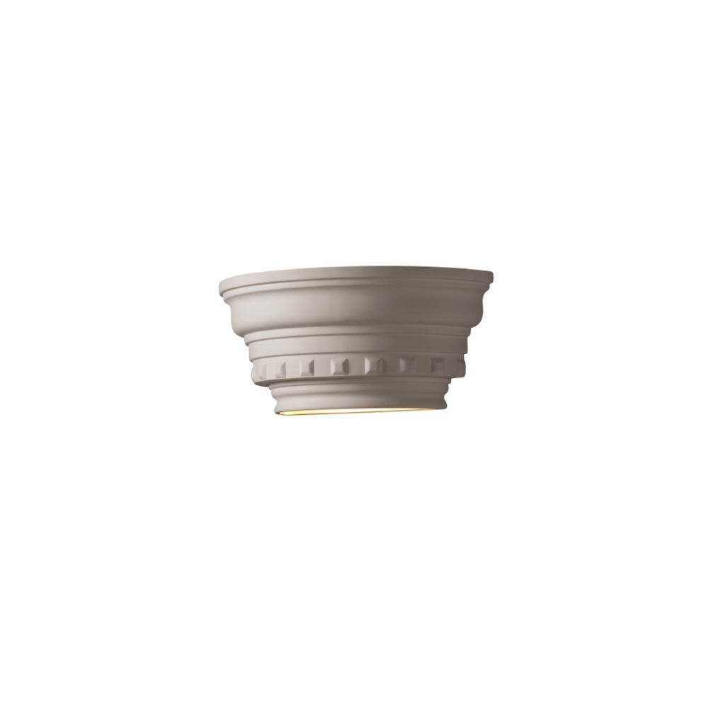 Justice Design Group CER-9805-PATR-LED1-1000 Curved Dentil Molding W/ Glass Shelf LED Wall Sconce in Rust Patina