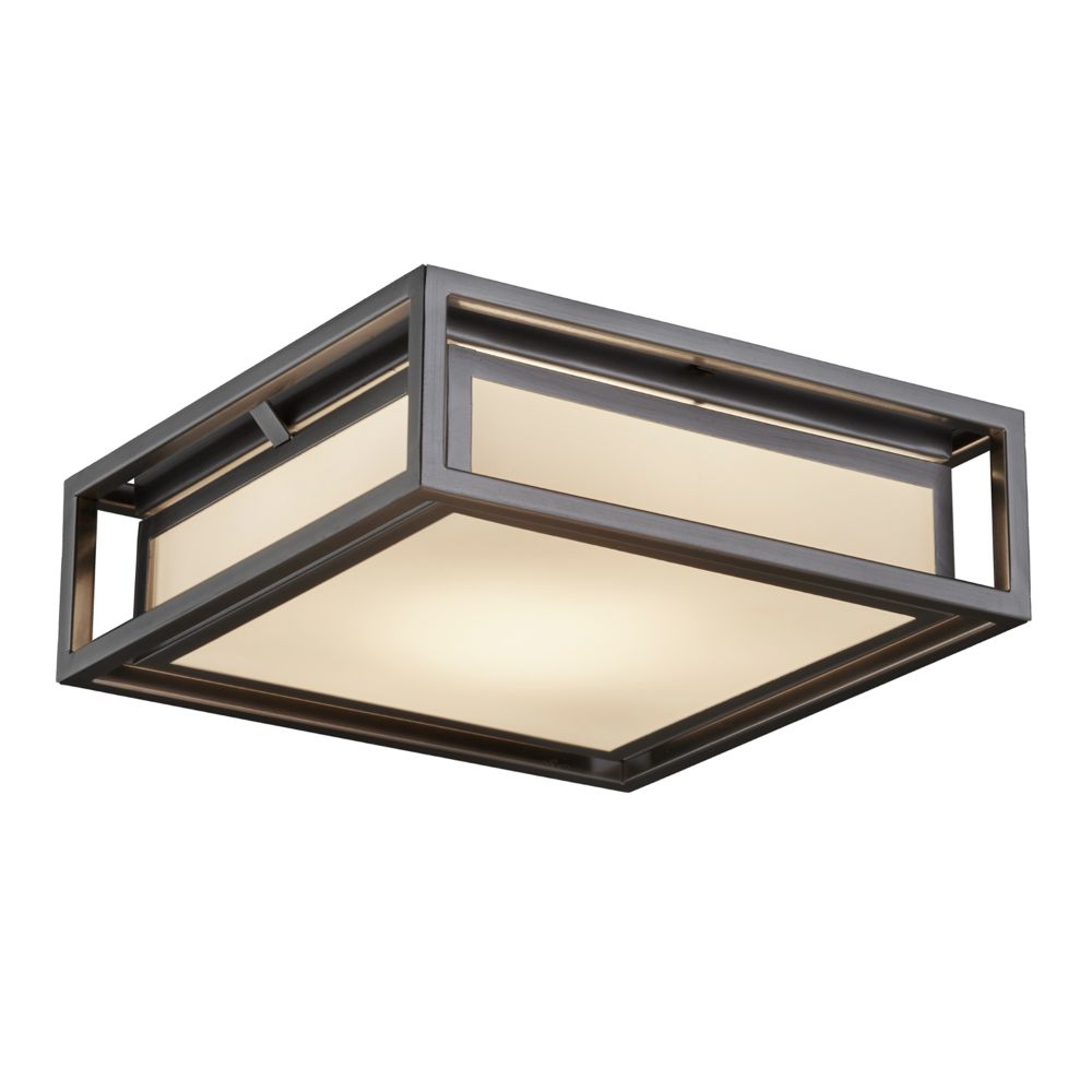Justice Design Group CLD-7629W-DBRZ Clouds Bayview 12" LED Outdoor Flush Mount in Dark Bronze