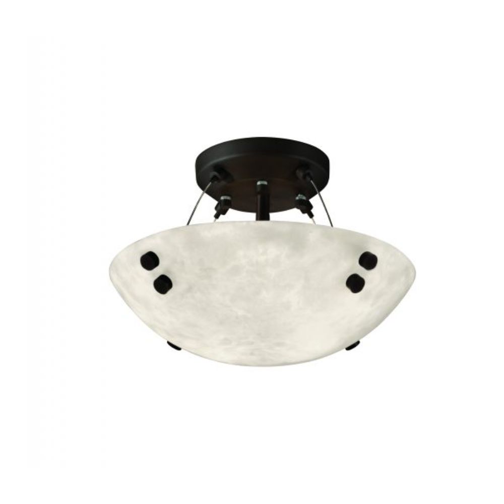 Justice Design Group CLD-9650-25-DBRZ-F6 Clouds 14" Bowl Semi Flush Mount with Finials in Dark Bronze