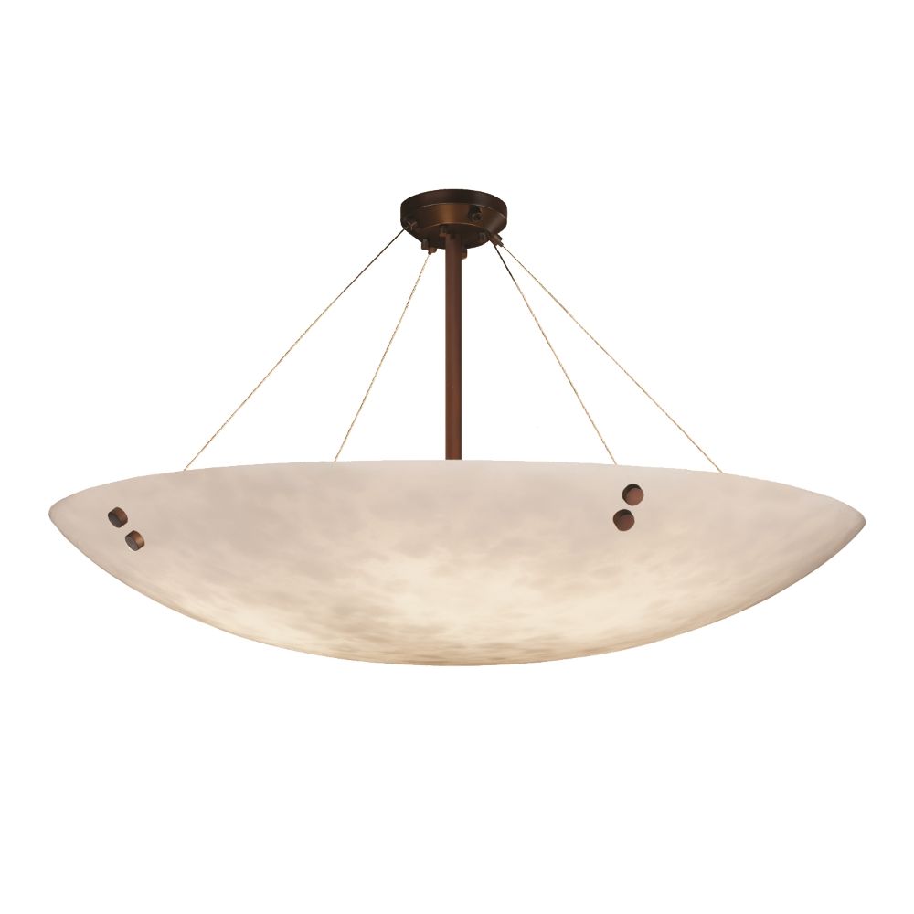 Justice Design Group CLD-9659-35-DBRZ-F5 Clouds 60" Bowl Semi Flush Mount with Concentric Squares Finials in Dark Bronze